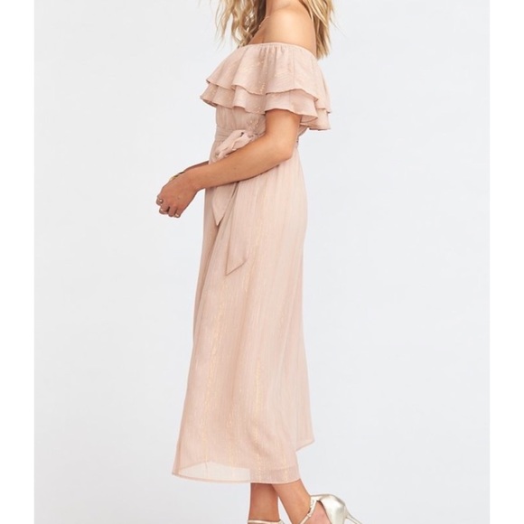 NWT Show Me Your Mumu Women’s Pink Faux Wrap Off Shoulder Rosie Dress - size L - Picture 8 of 12